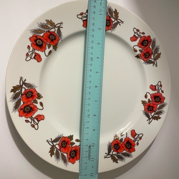 Kelgen China Vintage Floral Lge Round Poppy/Gold Platter 12” - Picture 3 of 4